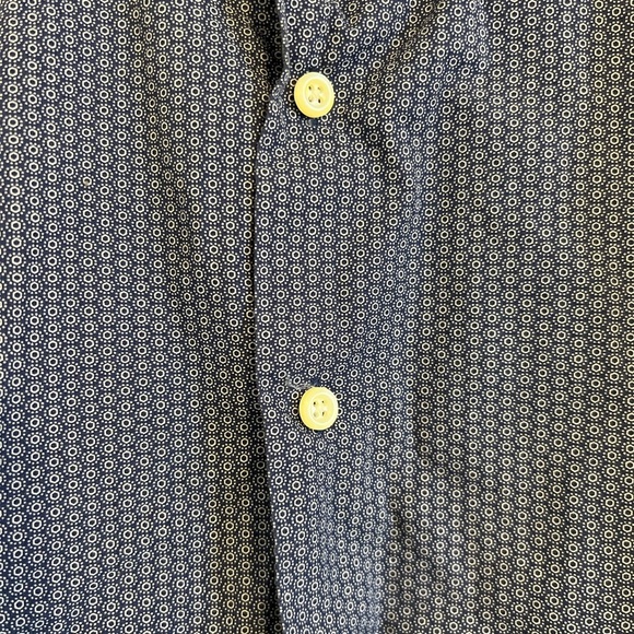 Egara Mens Button Down Shirt XL Blue Print LongSleeve Cotton Floral Reverse Cuff - Picture 4 of 15